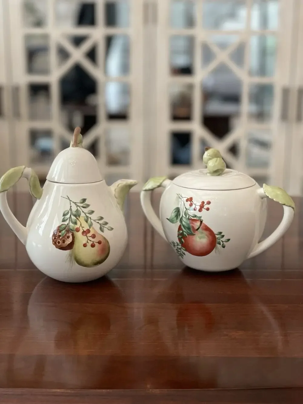Lenox WILLIAMSBURG BOXWOOD AND PINE - Covered Sugar Bowl and Creamer w/Lid